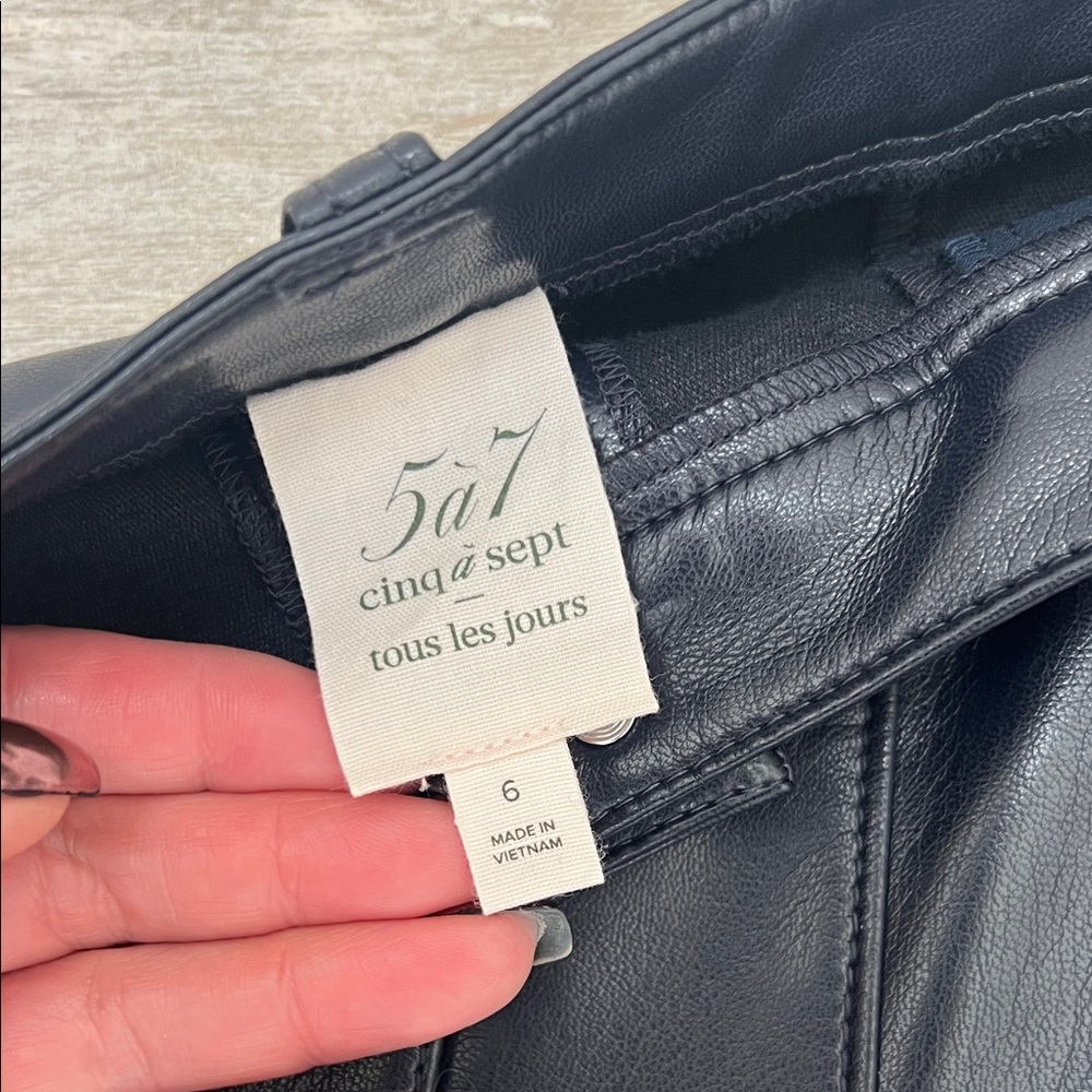 Cinq A Sept Button-Down Faux Leather Skirt - Picture 8 of 12